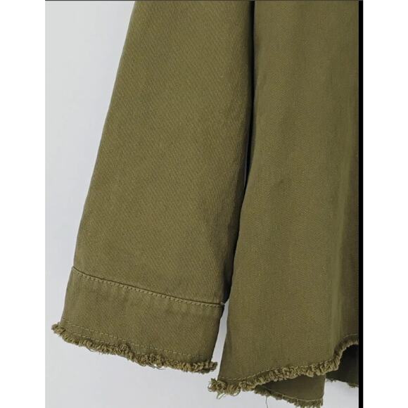 Davi & Dani Women’s Olive Green “Rock & Roll” Frayed Utility Jacket. Sz L NEW - Picture 5 of 13